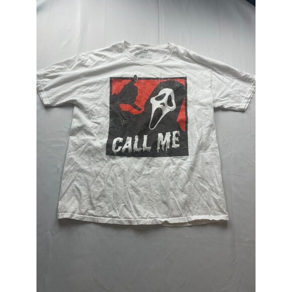 Scream Ghost Face Call Me T Shirt White Large Athletic Fit Horror Movie Hallowee - Picture 1 of 4